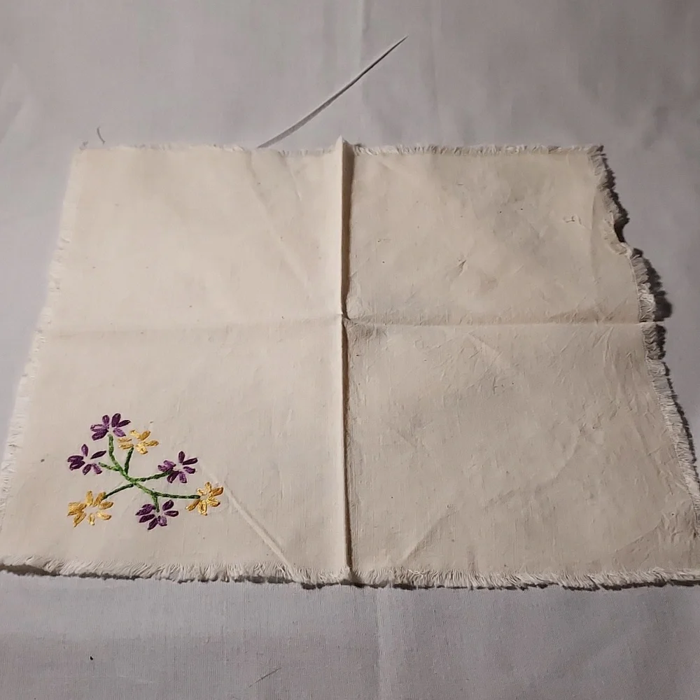 Handmade Embroidered Flowers Napkins Table Doily Arm Chair Covers